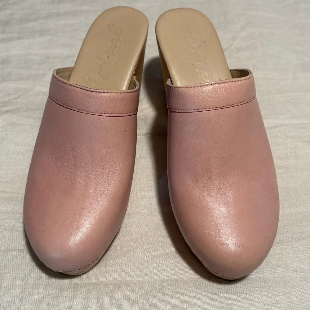 Free People Pink Leather Mule Clogs